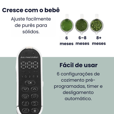 Processador De Alimentos Babymoov Duo Meal Station 6 em 1 Mineral Beige - Evolui com o crescimento do bebê